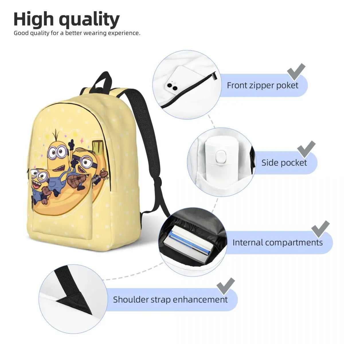 Kawaii Despicable Me Minions Teenage Backpack - Image 3