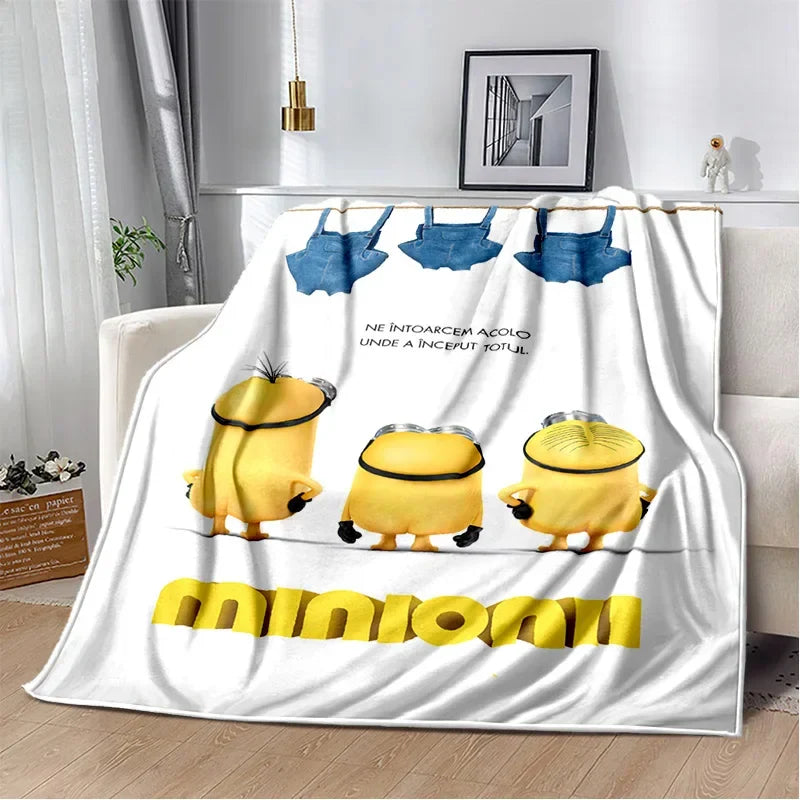 Kawaii Minions Throw Blanket – Soft Cartoon Cover for Bed, Sofa & Kids - Image 28