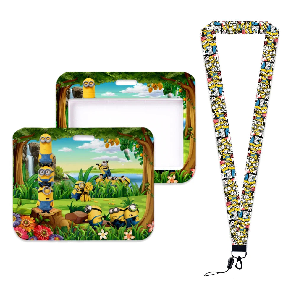 Minions Neck Lanyard Set – Cartoon Card Holder & Keychain for Students - Image 19