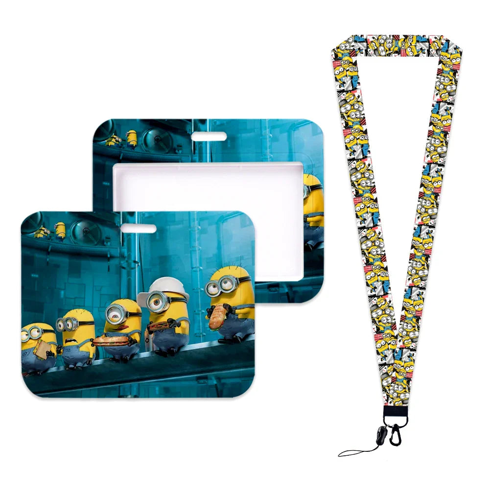 Minions Neck Lanyard Set – Cartoon Card Holder & Keychain for Students - Image 18