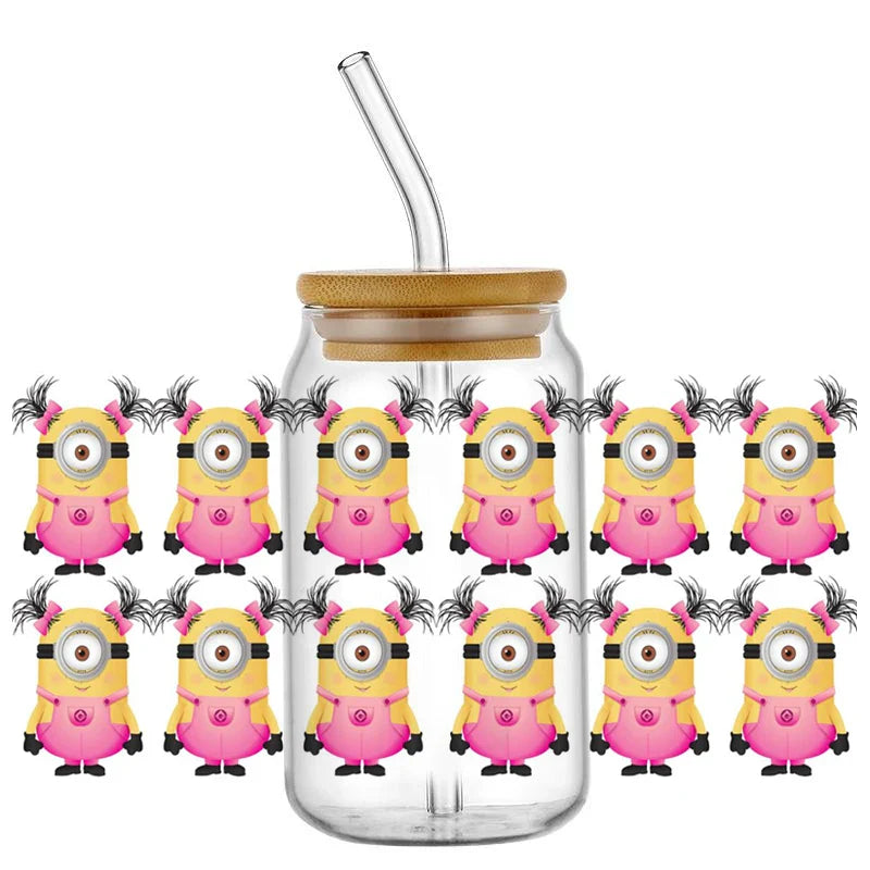 Minions UV DTF Cup Wrap for 16oz Glass Cup - Image 4