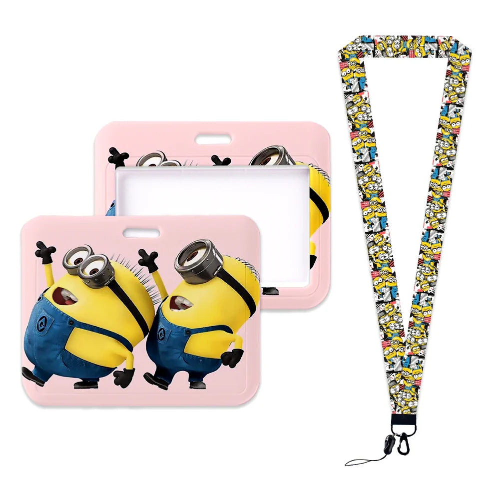 Minions Neck Lanyard Set – Cartoon Card Holder & Keychain for Students - Image 16