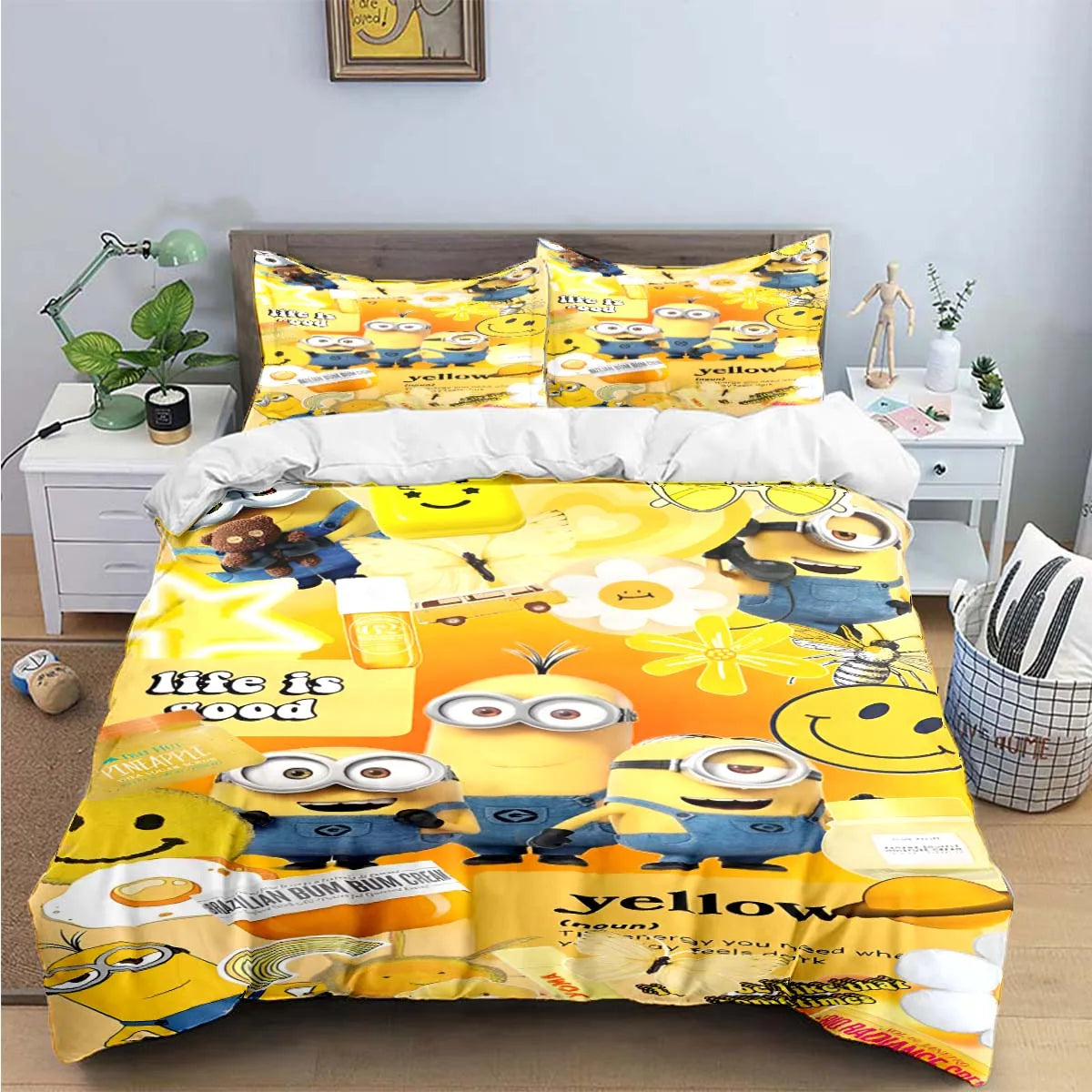 Banana Minions Bedding Set – Cartoon Comforter Set for Kids & Teens - Image 23
