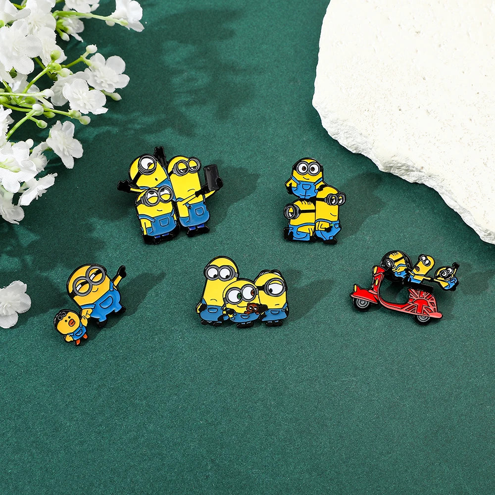 5pcs Anime Despicable Me Minions Enamel Pins - Image 3