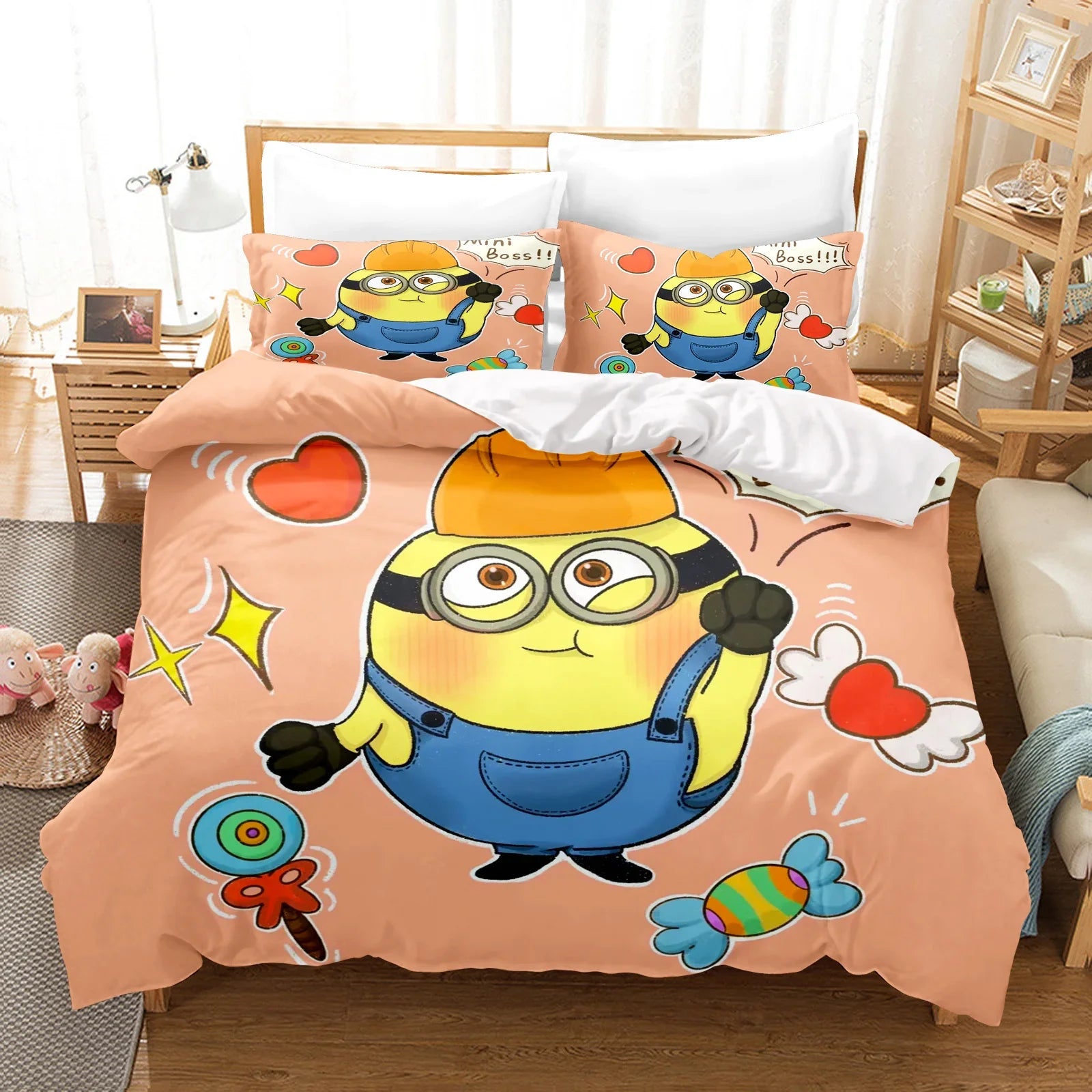 Minions Duvet Cover Set – 3-Piece Cartoon Bedding for Kids (Twin Size) - Image 6