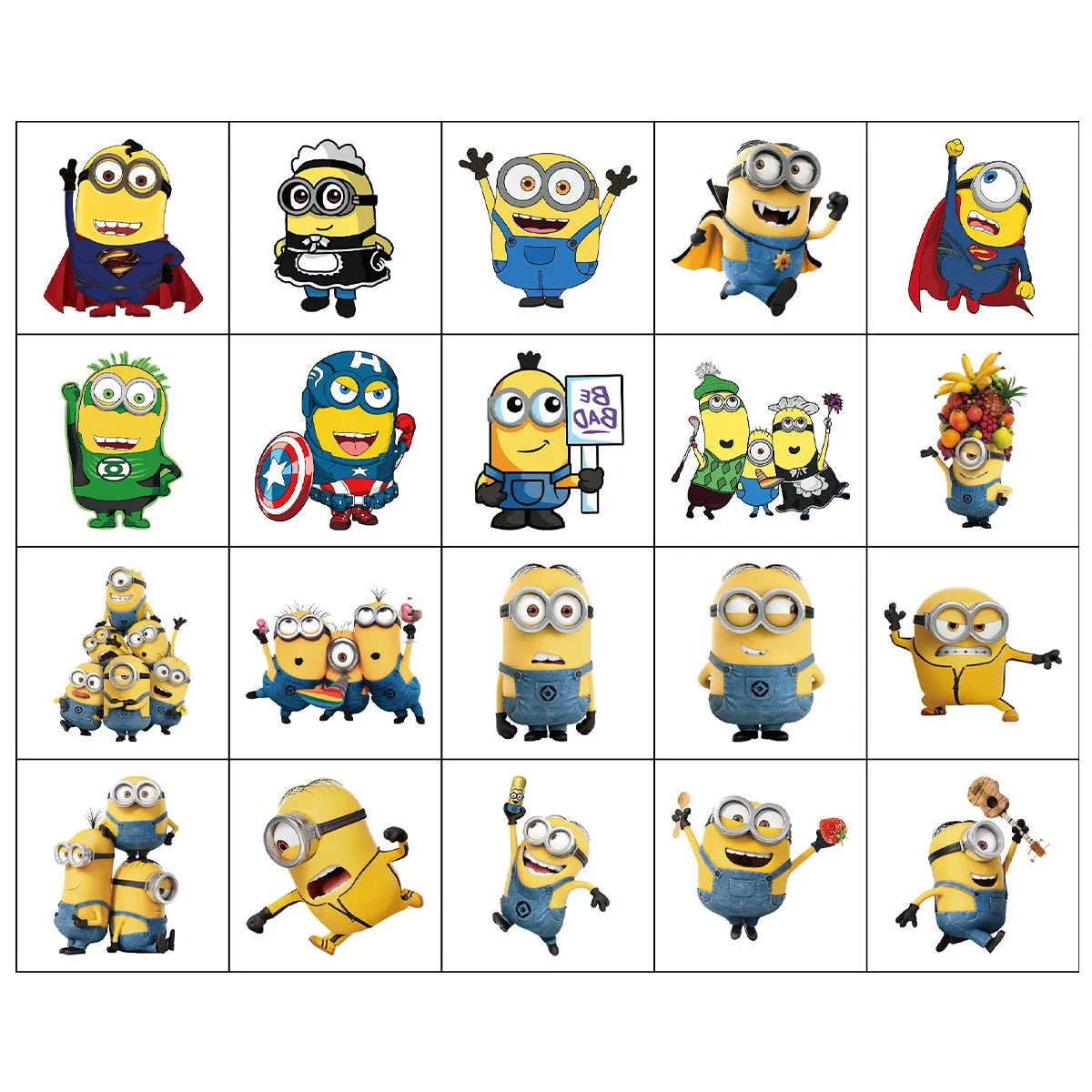 Minions Temporary Tattoo Set – 20pcs Cute Body Art Stickers for Kids & Parties - Image 3