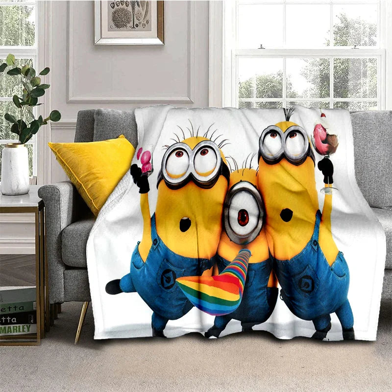 Kawaii Minions Flannel Blanket – Soft Throw for Bed, Sofa & Kids' Rooms - Image 27
