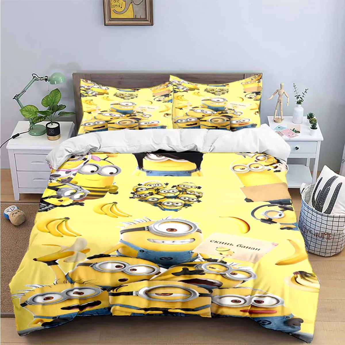 Banana Minions Bedding Set – Cartoon Comforter Set for Kids & Teens - Image 5