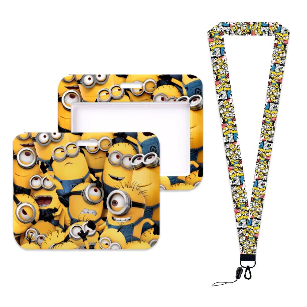 Minions Neck Lanyard Set – Cartoon Card Holder & Keychain for Students - Image 4