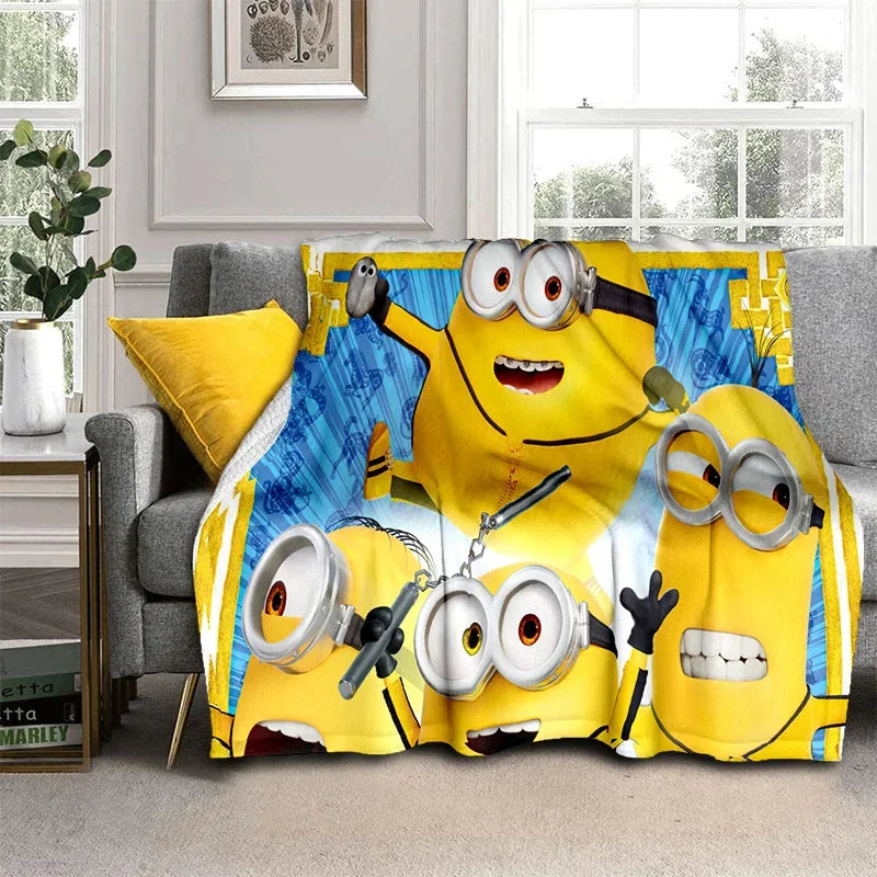 Kawaii Minions Throw Blanket – Soft Cartoon Cover for Bed, Sofa & Kids - Image 3