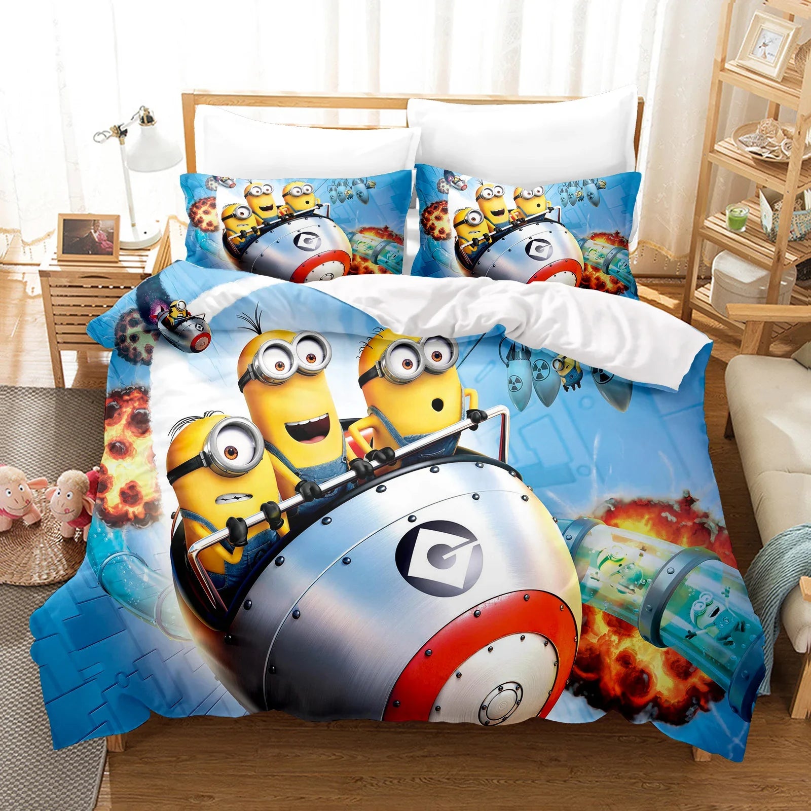 Minions Duvet Cover Set – 3-Piece Cartoon Bedding for Kids (Twin Size) - Image 14