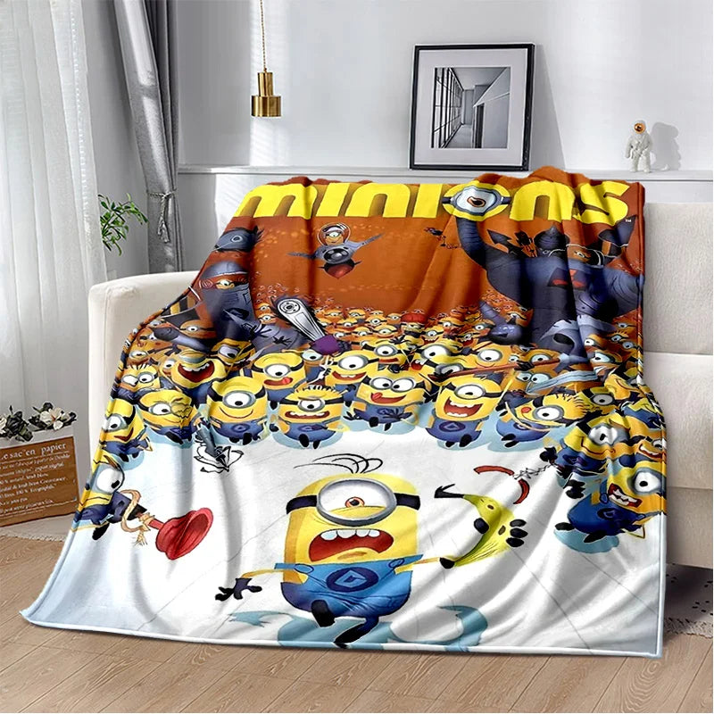 Kawaii Minions Flannel Blanket – Soft Throw for Bed, Sofa & Kids' Rooms - Image 19
