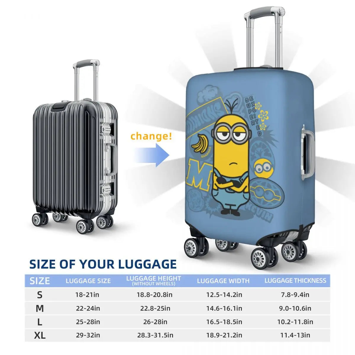 Custom Minions Luggage Cover – Washable Travel Suitcase Protector - Image 26