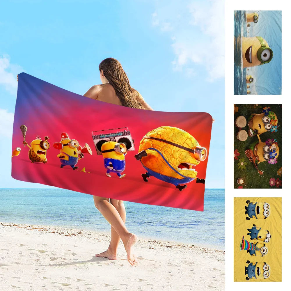 Cute Banana Minions Microfiber Beach Towel - Quick Dry & Absorbent